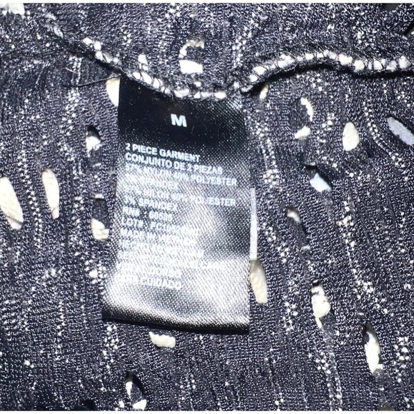 Black & Beige Open-Front Crochet Bolero Jacket Short Sleeve Medium Polyester - Picture 3 of 4